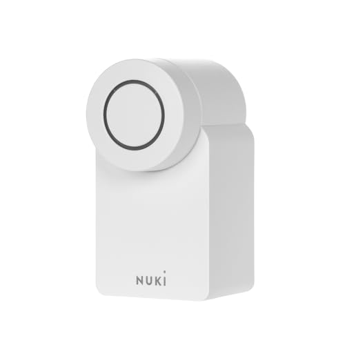 nuki smart lock (4è génération), serrure smart avec matter pour l’accès sans clé, sans travaux, la serrure électronique transforme votre smartphone en clé, blanc