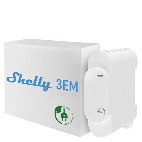 shelly 3em | compteur d'énergie connecté wi fi | contrôle bidirectionnel | 3 canaux (120a chacun) | mesure production photovoltaique | compatible alexa & google home | app ios android