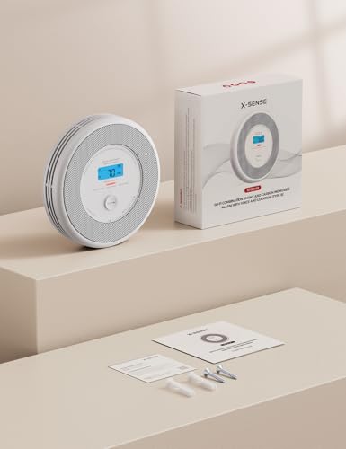 x sense détecteur de fumée et de monoxyde de carbone connecté avec fonction d’alerte vocale en français, détecteur de fumée wi fi compatible avec x sense home security app, xp0a ir, lot de 1