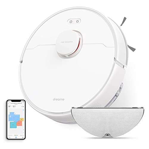 dreame d9 max aspirateur robot laveur 2 en 1, navigation lds intelligente laser 4 000pa, cartes pour sols multiples, pour les sols,tapis, poils d'animaux, wifi/alexa/app contrôle, blanc