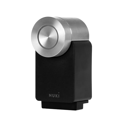 nuki smart lock pro (4è génération), serrure smart avec avec wi fi et matter pour accès à distance, la serrure électronique transforme votre smartphone en clé, avec power pack, noir