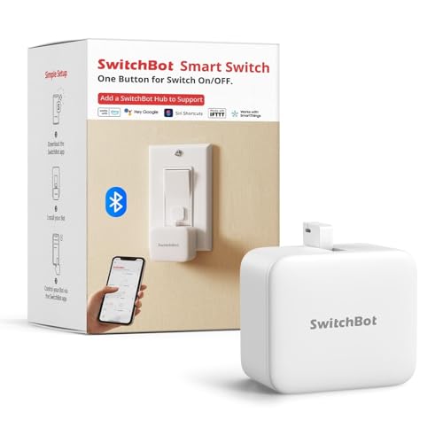 switchbot interrupteur intelligent bluetooth petit robot d'interrupteur avec app contrôle et minuteur programmable, ajouter switchbot hub pour le rendre compatible avec alexa et google home (blanc)