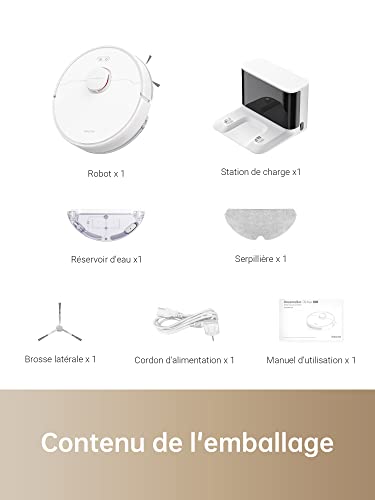 dreame d9 max aspirateur robot laveur 2 en 1, navigation lds intelligente laser 4 000pa, cartes pour sols multiples, pour les sols,tapis, poils d'animaux, wifi/alexa/app contrôle, blanc