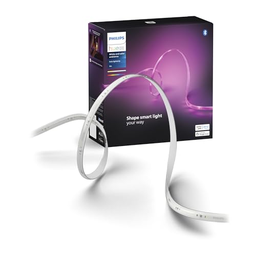 philips hue white and color ambiance, kit de base ruban led lightstrip 3 mètres smart led pour l'intérieur 1 pack contrôle avec hue app fonctionne avec alexa, google assistant et apple homekit