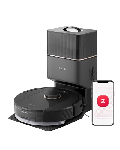 roborock q5 pro+ aspirateur robot avce base, duoroller, vidage automatique, 5500pa, 2.5l sac à poussière, 180ml réservoir, robot aspirateur sans fil, navigation lidar precisense, app noir
