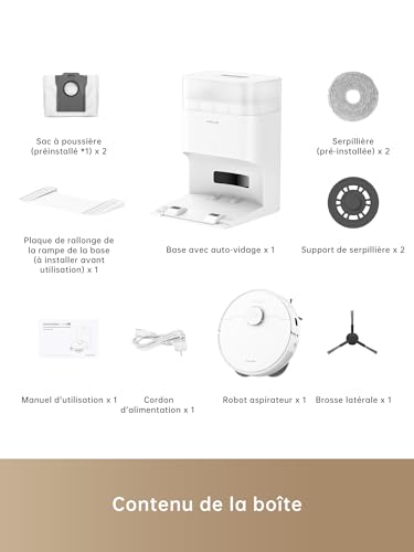 dreame l10s plus robot aspirateur laveur avec vidage automatique, stocke jusqu'à 90 jours de poussière, aspiration de 7 000 pa, serpillières à levage automatique, compatible avec siri/dreamehome