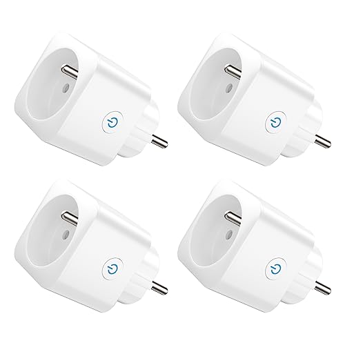 eightree prise connectée wifi, prise alexa programmable, compatible avec alexa/google home, smart life app, suivi de consommation, contrôler le ventilateur/climatiseur, 2,4 ghz wi fi, 16a 3680w, 4pcs