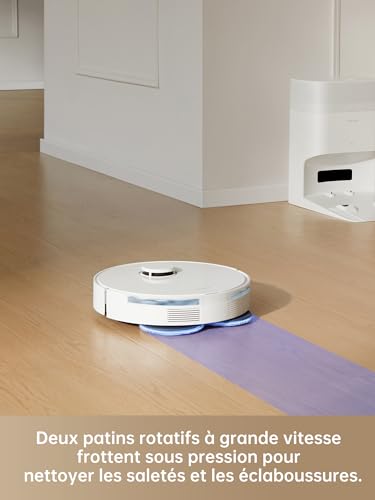 dreame l10s plus robot aspirateur laveur avec vidage automatique, stocke jusqu'à 90 jours de poussière, aspiration de 7 000 pa, serpillières à levage automatique, compatible avec siri/dreamehome