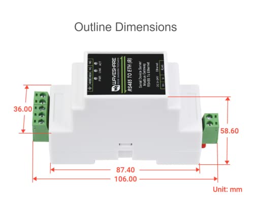 rs485 vers rj45 ethernet serveur série convertisseur tcp/ip vers série module support modbus gateway, mqtt/json vers modbus, et modes de communication multiples, support de montage sur rail
