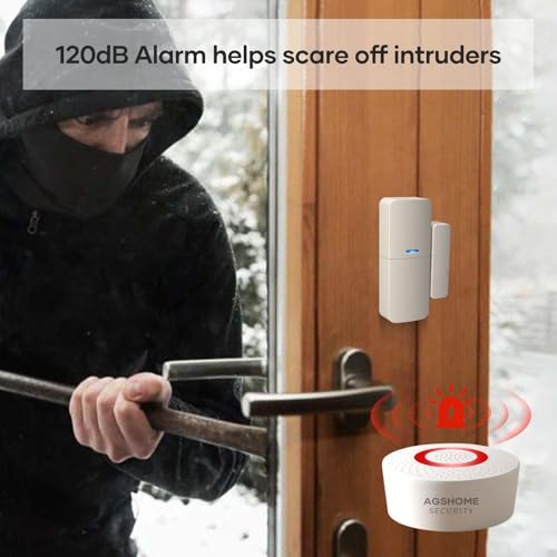 agshome alarme maison sans fil 15 pack wifi alarme sécurité système cambrioleur sans fil 120db, kits de sécurité pour la maison, extensible à volonté compatible avec alexa, google assistant