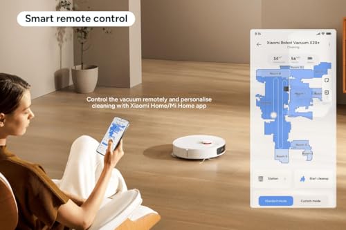 xiaomi robot vacuum x20+ aspirateur robot, station tout en un (puissance d'aspiration de 6000 pa ; 140 min autonomie ; autonettoyage, vidage, séchage et remplissage d'eau ; application/contrôle)