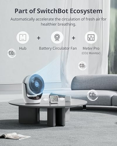switchb détecteur de co2, station meteo avec alarme co2, thermomètre connecté avec application, bluetooth station meteo interieur exterieur sans fil, switchbot hub requis
