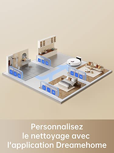 dreame d9 max aspirateur robot laveur 2 en 1, navigation lds intelligente laser 4 000pa, cartes pour sols multiples, pour les sols,tapis, poils d'animaux, wifi/alexa/app contrôle, blanc
