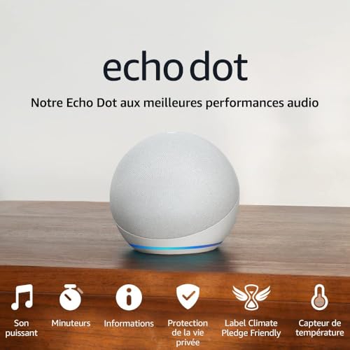echo dot (nouvelle génération) | enceinte connectée bluetooth et wi fi au son puissant encore plus imposant, avec alexa | blanc