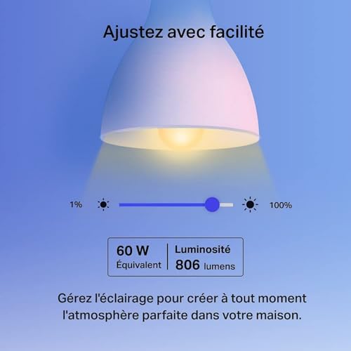 tapo ampoule connectée wifi, ampoule led e27 multicolore 2500k 6500k, dimmable 8.7 w 806lm, compatible avec alexa et google home, commande vocale, economie d'énergie, tapo l530e(2 pack)