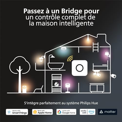 philips hue white ambiance, lot de 3 ampoules connectée gu10, lumière blanche réglable de chaud à froid, compatible bluetooth, contrôle vocal avec alexa, apple home et google assistant