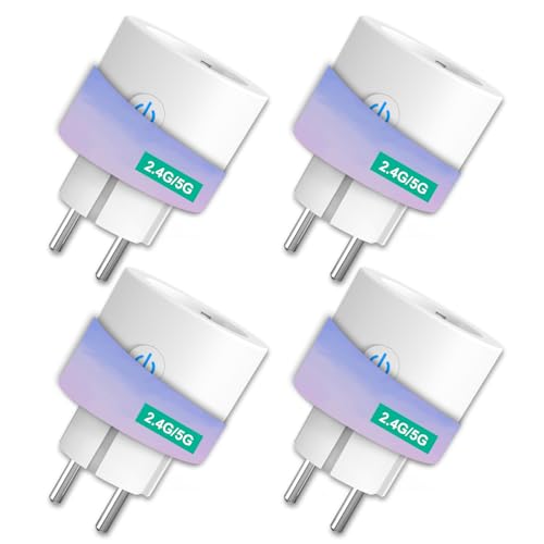 antela prise connectée alexa 16a 2,4/5ghz wifi mesure de consommation Électrique compatible avec google home, smart life app, horaires et minuterie, 4pcs blanc