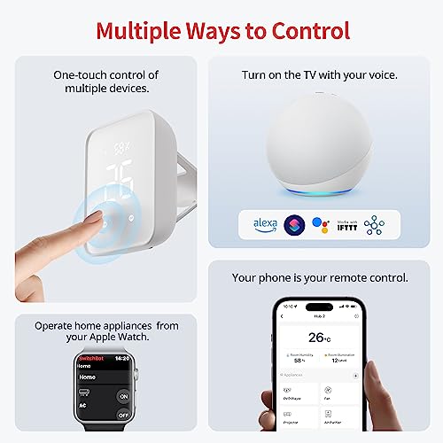 switchbot hub 2 thermomètre hygromètre wifi, télécommande ir, intelligente ainsi qu'un capteur de lumière. reliez au wi fi (2.4ghz), compatible avec alexa&google assistant