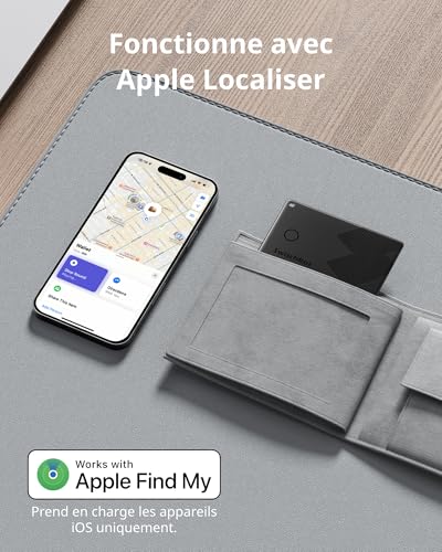 switchbot carte de suivi, smart airtag card compatible avec apple find my (ios uniquement), localisateurs d'objets pour clés, téléphones, bagages, jusqu'à 3 ans d'autonomie, résistant à l'eau ip67