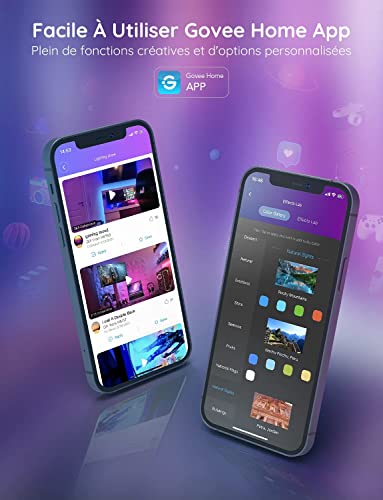 govee rubans led 5m, bandes wifi rgb, contrôle intelligent par app, fonctionne avec alexa et google assistant, synchronisation musique, 64 scènes, lmières led diy pour chambre, cuisine, fête, salon