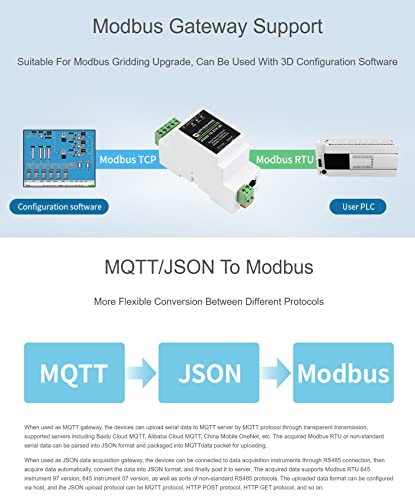 rs485 vers rj45 ethernet serveur série convertisseur tcp/ip vers série module support modbus gateway, mqtt/json vers modbus, et modes de communication multiples, support de montage sur rail