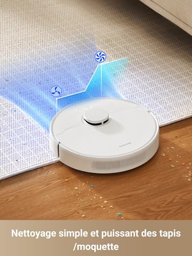 dreame d10 plus gen 2 robot aspirateur laveur avec vidange automatique poussière, stocke jusqu'à 90 jours de poussière, navigation lidar, aspiration 6000pa tapis et poils d'animaux, batterie 285 min
