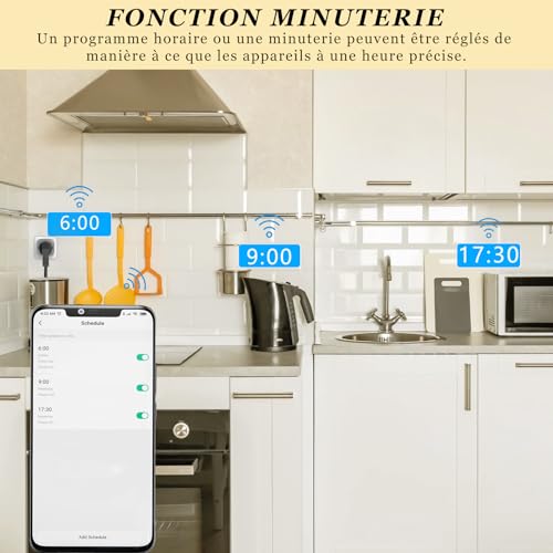 surfou prise connectée zigbee 3.0 avec minuteur et contrôle vocal, mesure consommation electrique, smart plug compatible avec philips hue, alexa, google home, hub connecté requis (2 packs)