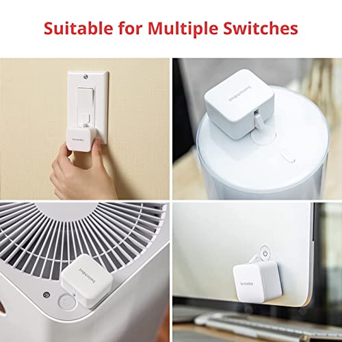 switchbot interrupteur intelligent bluetooth petit robot d'interrupteur avec app contrôle et minuteur programmable, ajouter switchbot hub pour le rendre compatible avec alexa et google home (blanc)