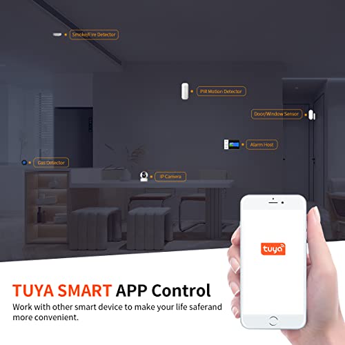 système d'alarme domestique sans fil, système de sécurité wi fi avec écran fulltouch sans fil de 4,3" fonctionne avec alexa et google pour la maison, appartement