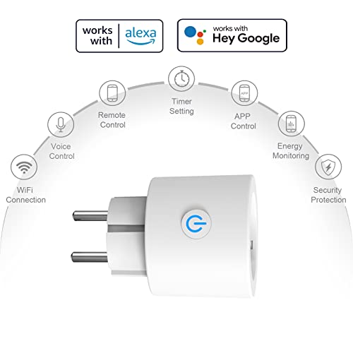 antela prise connectée wifi 16a 3680w mesure de consommation Électrique, prise intelligente compatible avec alexa/google home, app contrôle, horaires et minuterie