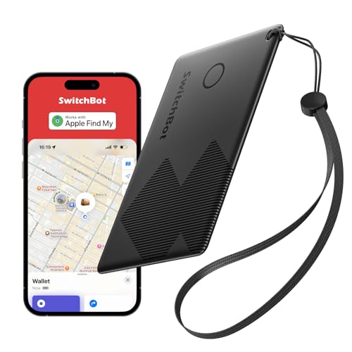 switchbot carte de suivi, smart airtag card compatible avec apple find my (ios uniquement), localisateurs d'objets pour clés, téléphones, bagages, jusqu'à 3 ans d'autonomie, résistant à l'eau ip67