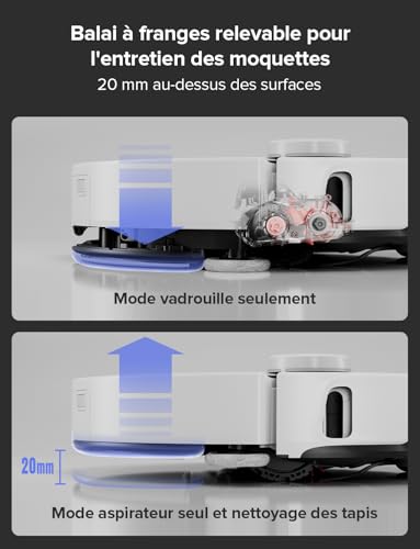roborock s8 maxv ultra aspirateur robot avec 8 en 1 station, robot aspirateur laveur avec brosse latérale & duoroller aspiration 10000 pa, auto nettoyage du serpillière et de la planche à linge à 60℃