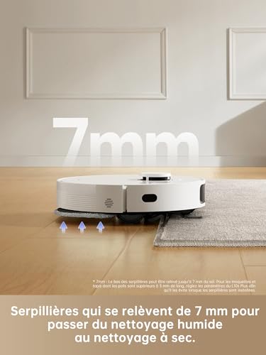 dreame l10s plus robot aspirateur laveur avec vidage automatique, stocke jusqu'à 90 jours de poussière, aspiration de 7 000 pa, serpillières à levage automatique, compatible avec siri/dreamehome