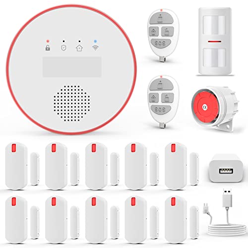 yiseele alarme maison sans fil, 5g wifi systèmes sécurité pour la maison avec app, 16 pièces kit alarme avec 120db sirène – pour camping car, garage, bureau, compatible avec alexa, google