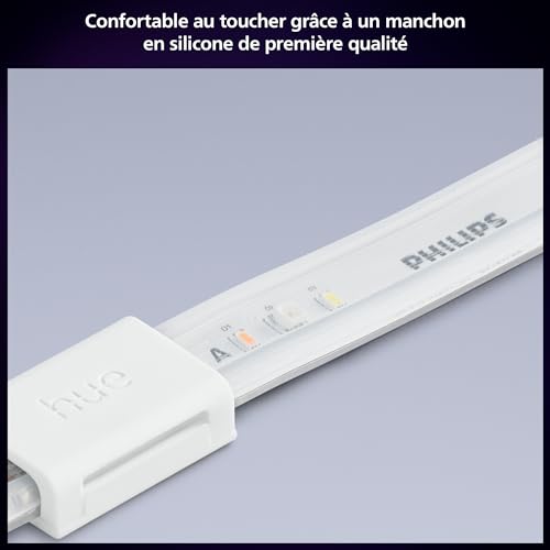 philips hue white and color ambiance, kit de base ruban led lightstrip 3 mètres smart led pour l'intérieur 1 pack contrôle avec hue app fonctionne avec alexa, google assistant et apple homekit