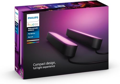 philips hue play pack white & color ambiance, noir, pack de 2, kit de base, fonctionne avec alexa, google assistant et apple homekit