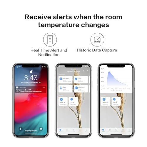 aqara capteur de température et d'humidité, nÉcessite aqara hub, zigbee, pour la surveillance à distance et la domotique, thermomètre hygromètre sans fil, compatible avec apple homekit, alexa, ifttt