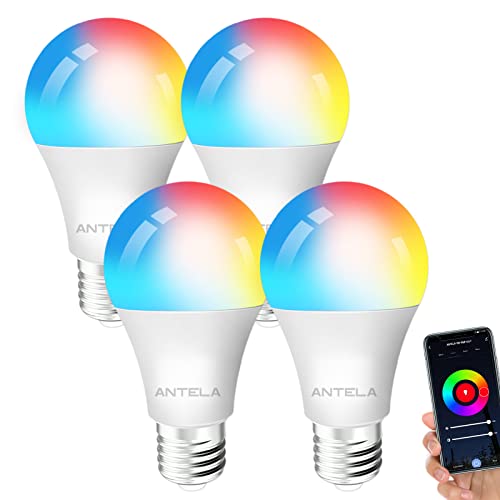 antela ampoule connectée wifi e27 led multicouleurs rgb + cct 2700k 6500k, compatible avec alexa/google home, ampoule intelligente pas besoin de hub, 4 pcs