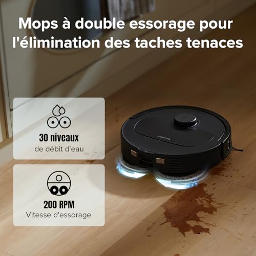 roborock qrevo s set aspirateur robot hyperforce 7000pa avec brosse anti enchevêtrements en caoutchouc, aspirateur laveur 200 tr/min double serpillière rotative relevable 10mm, multi station