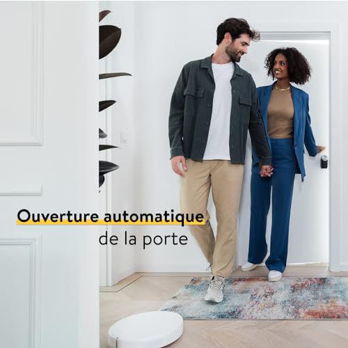nuki smart lock pro (4è génération), serrure smart avec avec wi fi et matter pour accès à distance, la serrure électronique transforme votre smartphone en clé, avec power pack, noir