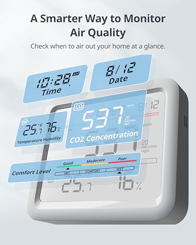 switchb détecteur de co2, station meteo avec alarme co2, thermomètre connecté avec application, bluetooth station meteo interieur exterieur sans fil, switchbot hub requis