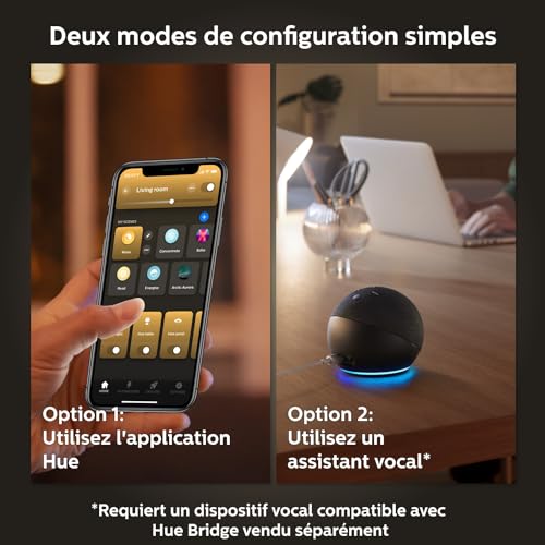 philips hue white ambiance, ampoule led connectée e27 équivalent 75w, compatible bluetooth, pack de 2