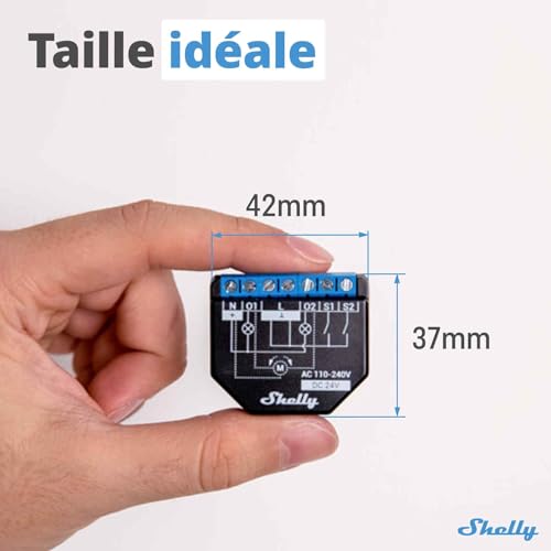 shelly plus 2pm interrupteur volet roulant connecté, 2 canaux 16a, wi fi & bluetooth, compteur de consommation d'énergie, alexa & google home, app ios android (lot de 2)