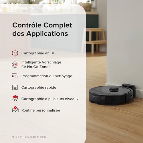 roborock q8 max aspirateur robot avec brosse duoroller, robot aspirateur laveur aspiration de 5 500 pa, robots aspirateurs avec navigation lidar, évitement des obstacles, cartographie multi niveaux
