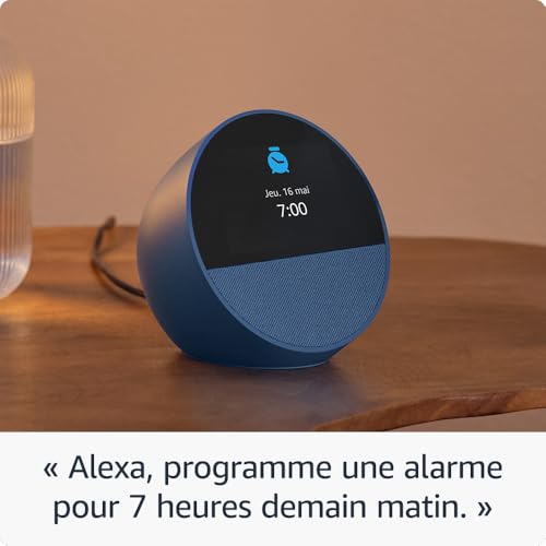 nouvel amazon echo spot (modèle 2024) | réveil connecté avec un son de qualité et alexa | noir