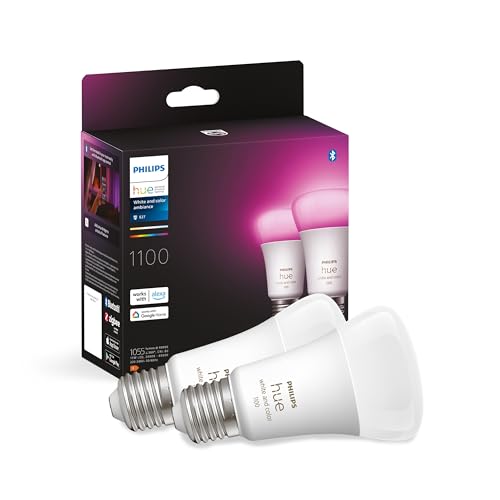 philips hue white & color ambiance, ampoule led connectée e27,equivalent 75w, compatible bluetooth, pack de 2
