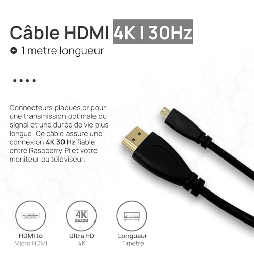 raspberry pi 5 8 go starter set | microsd de 128 go | alimentation usb c 27 w | boîtier avec ventilateur | 4k câble micro hdmi 1 m | dissipateur de chaleur | raspberry pi 5 8 go