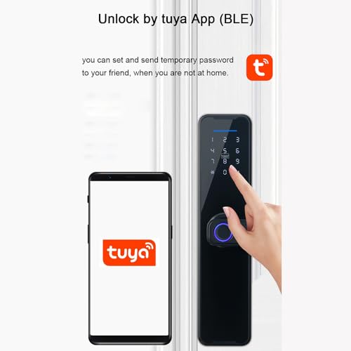 splenssy tuya serrure de porte intelligente à empreintes digitales, serrure de porte intelligente en alliage d'aluminium, déverrouillage des empreintes digitales/cartes/clé/code