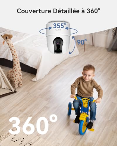 imou 2k(3mp) caméra surveillance wifi intérieure caméra 360° connectée smartphone avec détection humaine ai suivi intelligent sirène audio bidirectionnel compatible alexa pour bébé/animaux