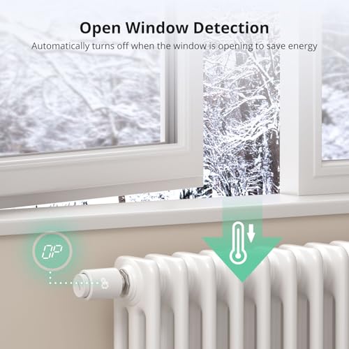 sonoff trvzb thermostatique connectée et intelligente, zigbee 3.0 vanne thermostatique radiateur, contrôle vocal, détection de fenêtre, compatible avec alexa/home assistant, requiert le hub zigbee